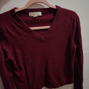 Michael Kors Burgundy V-Neck Sweater
